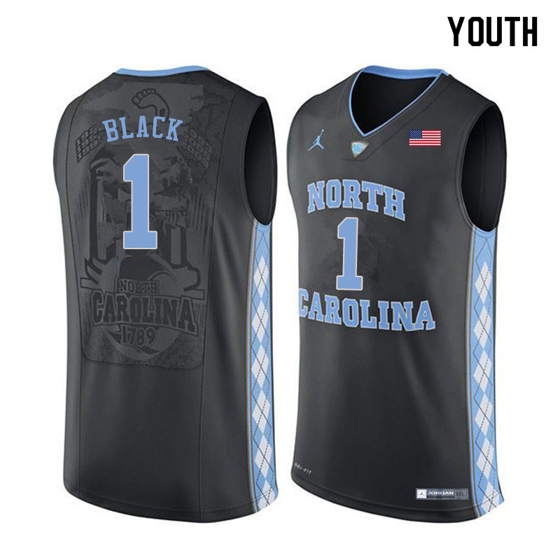 Youth #1 Rechon Black North Carolina Tar Heels College Basketball Jerseys Sale-Black